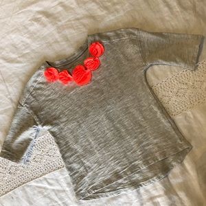 Osh Kosh Grey 3/4 sleeve shirt w/ floral neckline